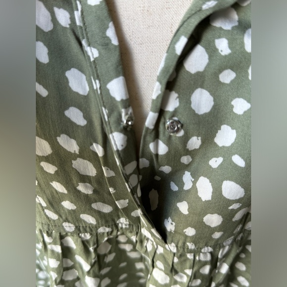 NWT | Kori America | Spotty Dot Babydoll Dress | Sage | Small - Picture 3 of 7